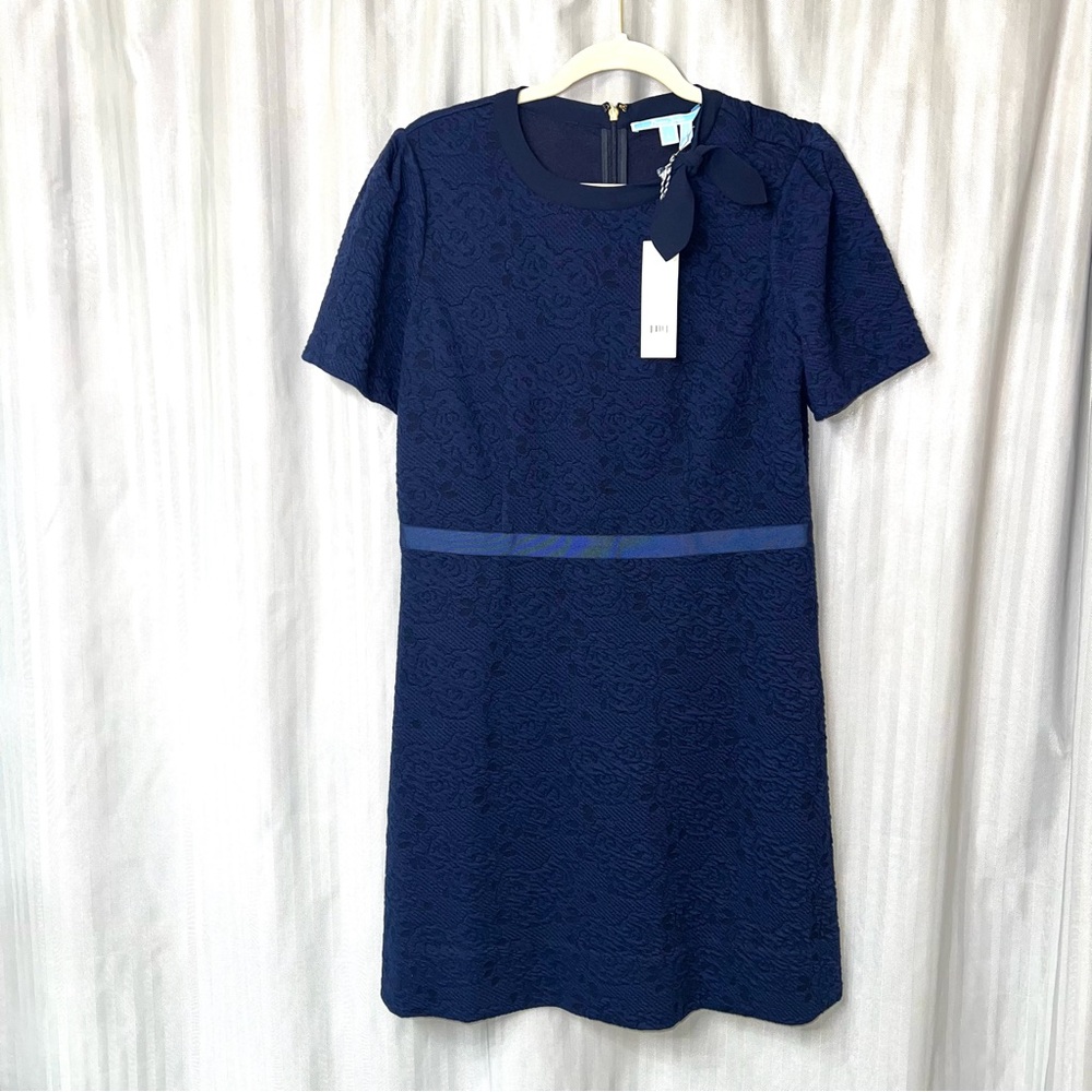 Draper James Nassau Navy Floral Knit Mary Wills Dress size Large